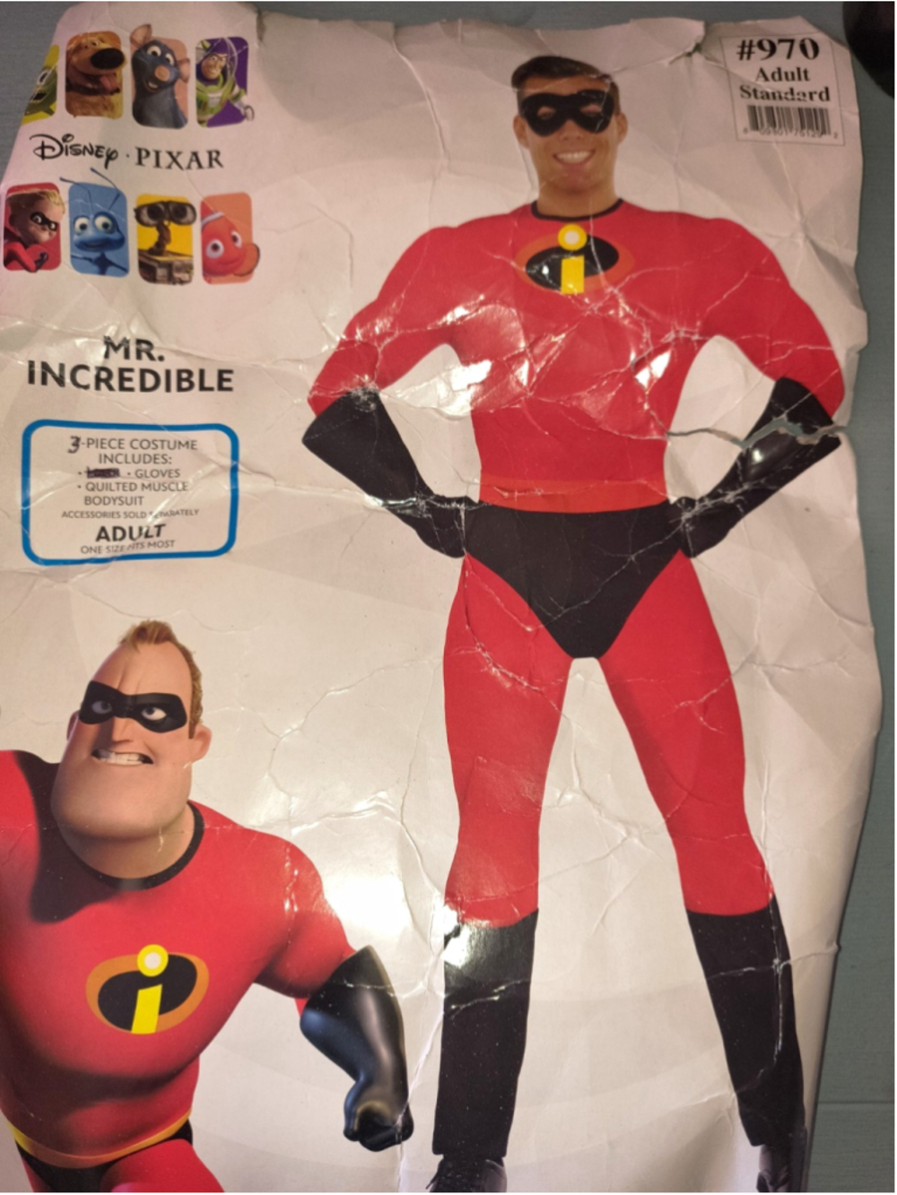 Disney Pixar Mr Incredible Adult Jumpsuit Costume One Size Red Black Yellow 970